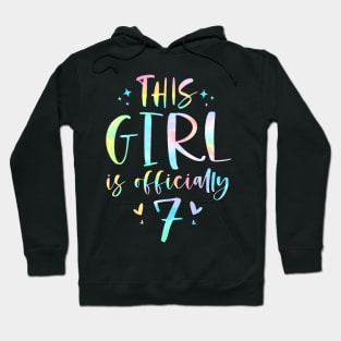Kids This Girl Is Officially 7 Seven Year Old 7Th Birthday Girl Hoodie